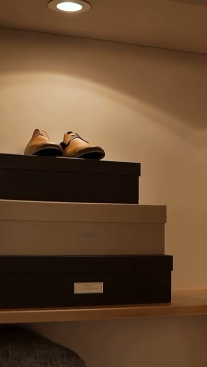 Furnished DOMO Living bedroom with closet slide-out storage
